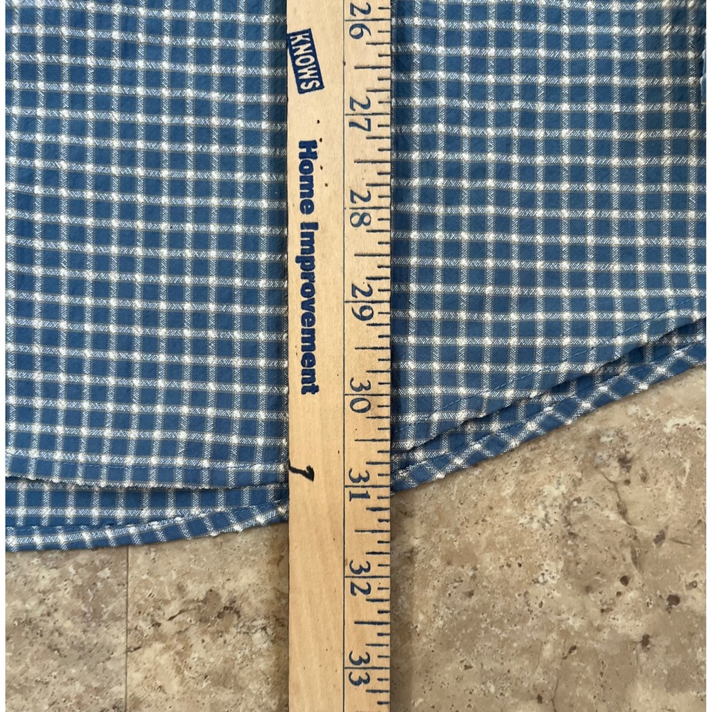 LLBean Mens Large Plaid Button Down Long Sleeve Shirt Blue White Gingham Check - Picture 5 of 7